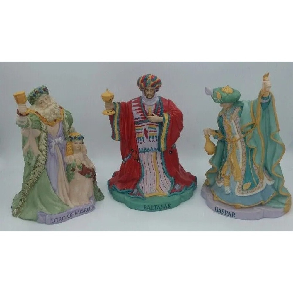 Living Legends Wise Men 1988 Lord of Misrule-Baltasar, Gaspar 9" Ceramic Enesco